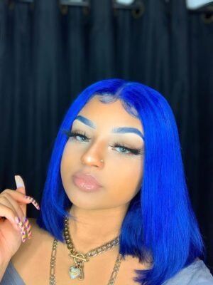 short lace blue front wig